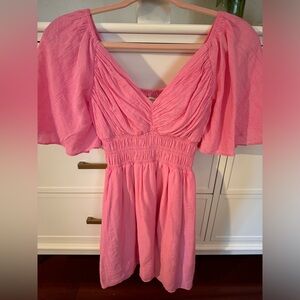 Abercrombie and Fitch Angel Sleeve Smocked Waist Mini Dress